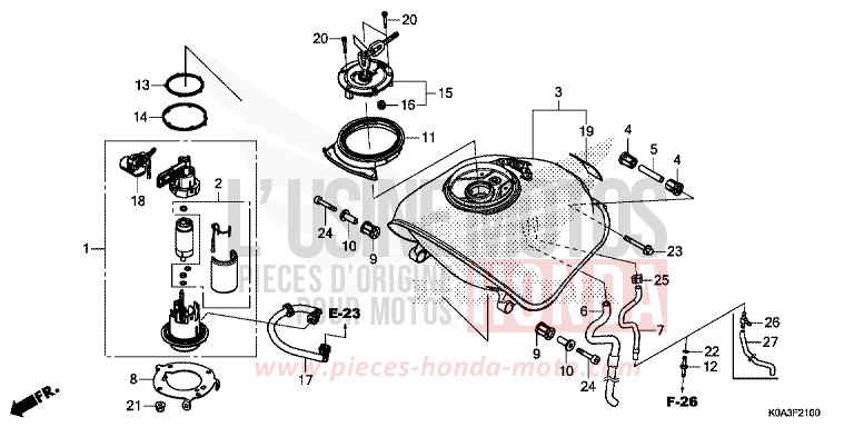RESERVOIR A CARBURANT de CB300R CANDY CHROMOSPHERE RED (R381) 2018