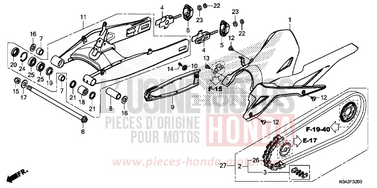 BRAS OSCILLANT de CB300R CANDY CHROMOSPHERE RED (R381) 2018