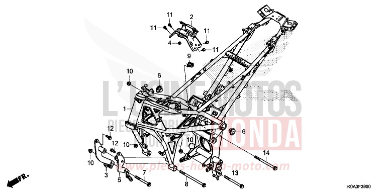 CARROSSERIE DE CHASSIS de CB300R CANDY CHROMOSPHERE RED (R381) 2018