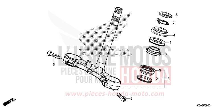 TIGE DE DIRECTION de CB300R MAT CRYPTON SILVER MATALLIC (NHA40) 2018