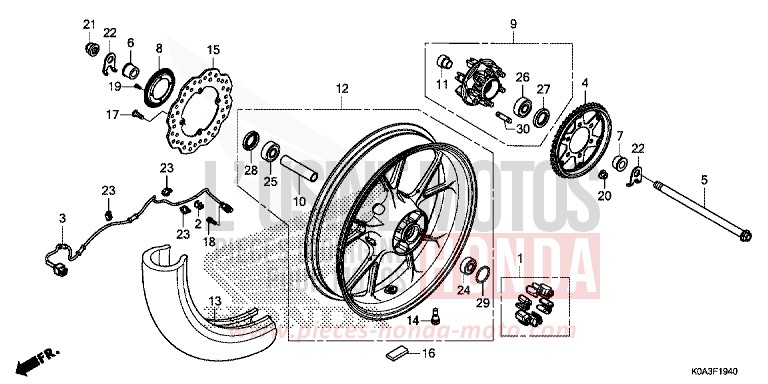 ROUE ARRIERE de CB300R MAT CRYPTON SILVER MATALLIC (NHA40) 2018