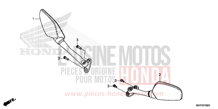 MIROIR de CBR500R PEARL METALLOID WHITE (NHA96) de 2019