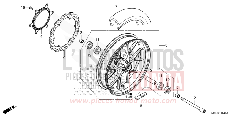 ROUE AVANT (CBR500RK,CBR500RAK/L/M) de CBR500R PEARL METALLOID WHITE (NHA96) de 2019