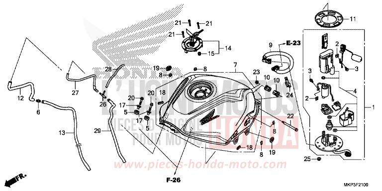 RESERVOIR A CARBURANT/POMPE A CARBURANT de CBR500R GRAND PRIX RED (R380) 2021
