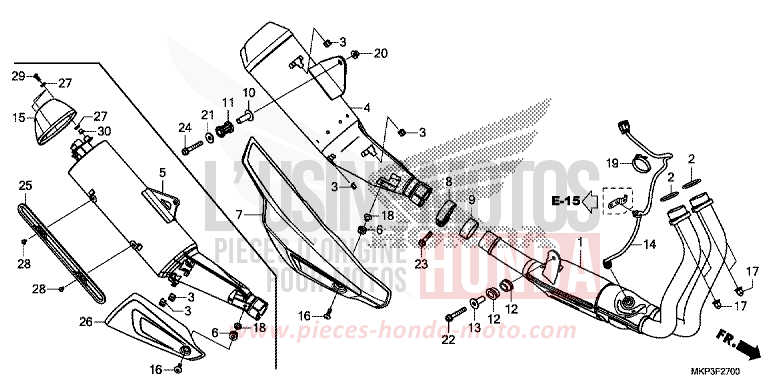 SILENCIEUX D'ECHAPPEMENT de CBR500R GRAND PRIX RED (R380) 2021