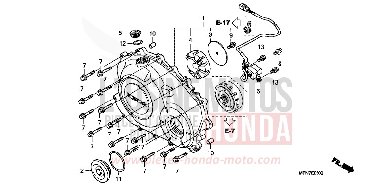 PANNEAU CARTER-MOTEUR D. de CB1000R MAT CYNOS GRAY METALLIC (NH312F) de 2012