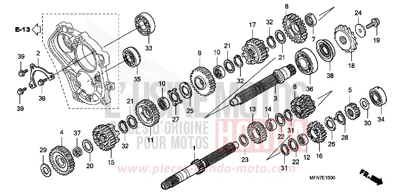 BOITE DE VITESSES de CB1000R MAT CYNOS GRAY METALLIC (NH312F) de 2012