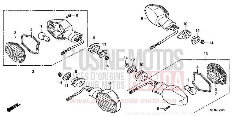 CLIGNOTANT de CB1000R MAT CYNOS GRAY METALLIC (NH312F) de 2012