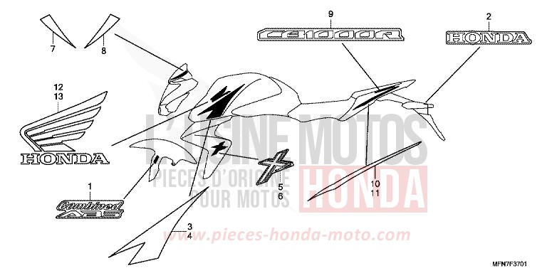 MARQUE (2) de CB1000R MAT CYNOS GRAY METALLIC (NH312F) de 2012