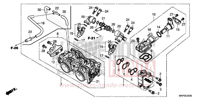 CORPS DE PAPILLON de CBR500R MAT AXIS GRAY METALLIC (NH303) 2021