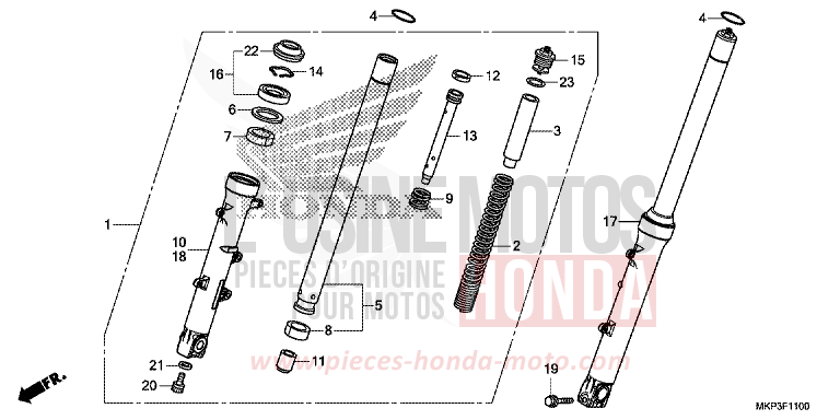 FOURCHETTE AVANT (CBR500RK,CBR500RAK/L/M) de CBR500R MAT AXIS GRAY METALLIC (NH303) 2021