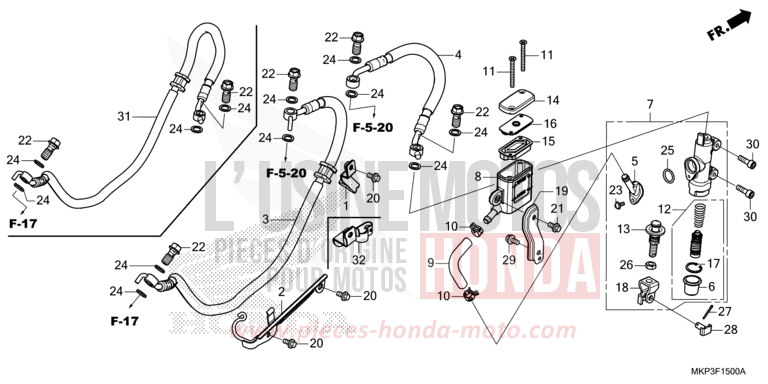 MAÎTRE-CYLINDRE DE FREIN ARRIÈRE de CBR500R MAT AXIS GRAY METALLIC (NH303) 2021