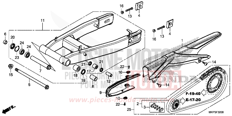 BRAS OSCILLANT (CBR500RK,CBR500RAK/L/M) de CBR500R MAT AXIS GRAY METALLIC (NH303) 2021