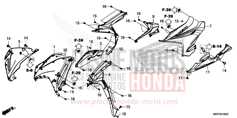 CARENAGE MILIEU de CBR500R MAT AXIS GRAY METALLIC (NH303) 2021