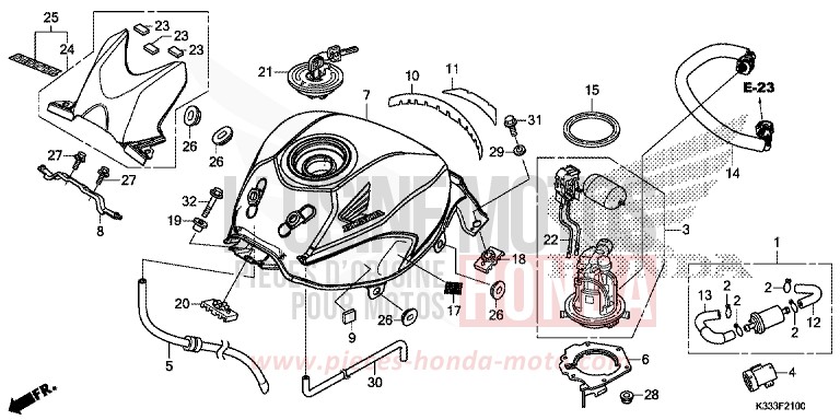 KRAFTSTOFFTANK de CBR300R NITRIC ORANGE (YR271) de 2016