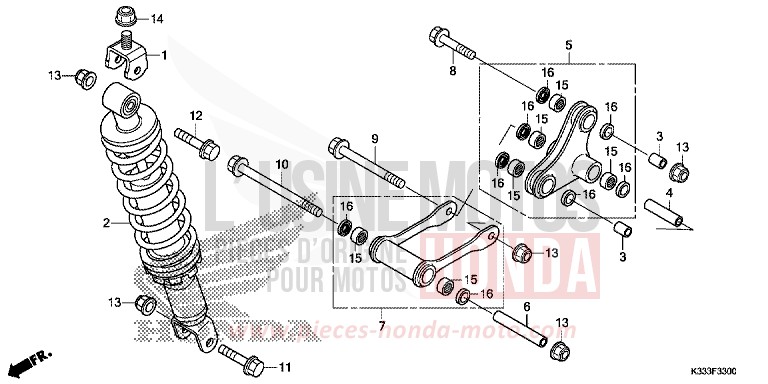 KISSEN, HINTEN de CBR300R NITRIC ORANGE (YR271) de 2016