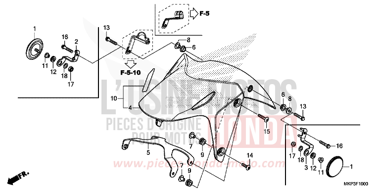 AILE AVANT (CBR500RK,CBR500RAK/L/M) de CBR500R PEARL METALLOID WHITE (NHA96) 2021