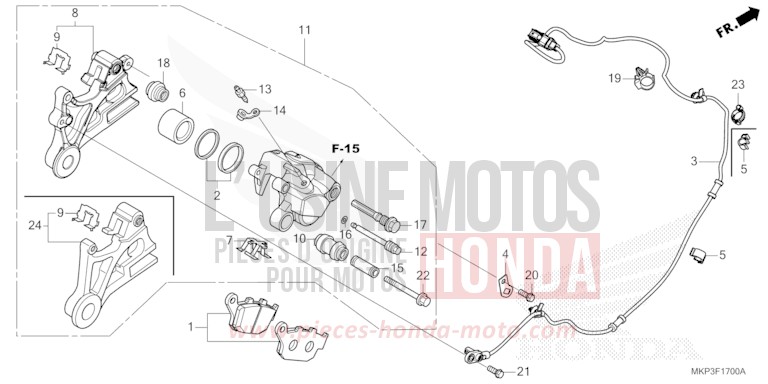 ETRIER DE FREIN ARRIERE de CBR500R GRAND PRIX RED (R380) de 2022