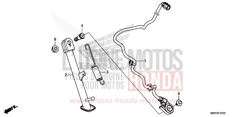 BEQUILLE LATERALE de CBR500R GRAND PRIX RED (R380) 2022
