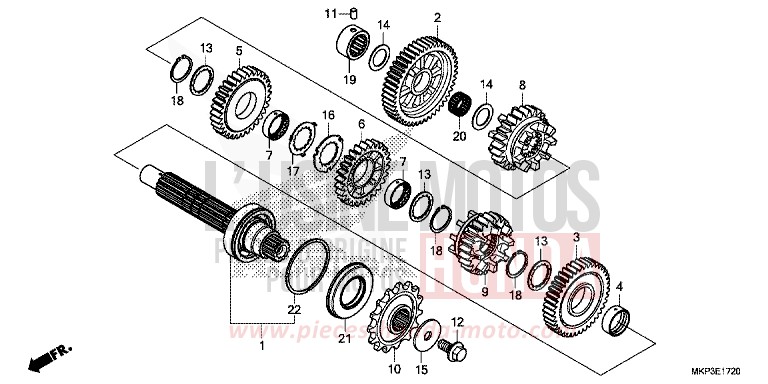 BOITE DE VITESSES (ARBRE INTERMEDIAIRE) de CBR500R MAT GUNPOWDER BLACK METALLIC (NH436) 2022