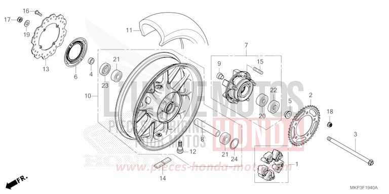 ROUE ARRIERE de CBR500R MAT GUNPOWDER BLACK METALLIC (NH436) 2022