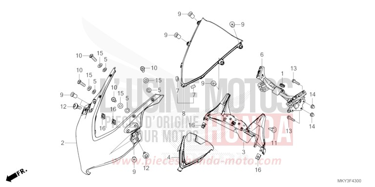 OBERER WINDLAUF de CBR650R GRAND PRIX RED (R380) de 2022