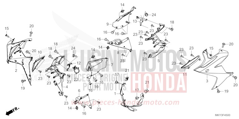 MITTLERER WINDLAUF de CBR650R GRAND PRIX RED (R380) de 2022