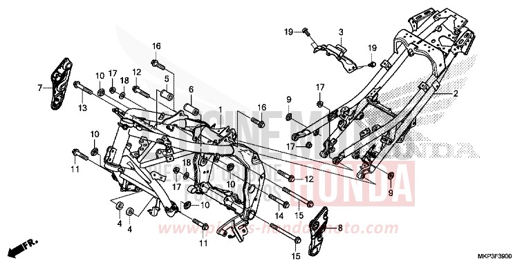 CARROSSERIE DE CHASSIS de CBR500R MAT GUNPOWDER BLACK METALLIC (NH436) 2022