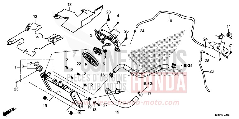 RADIATEUR de CBR500R MAT GUNPOWDER BLACK METALLIC (NH436) 2022