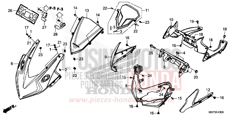 PANNEAU SUPERIEUR de CBR500R MAT GUNPOWDER BLACK METALLIC (NH436) 2022