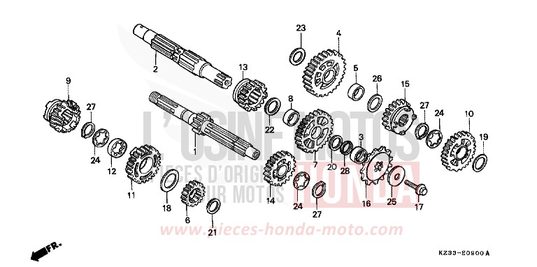 GETRIEBE de CR250R SHASTA WHITE (NH138) 1990