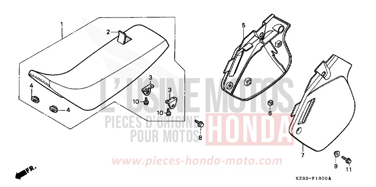 SITZ/SEITENABDECKUNG de CR250R SHASTA WHITE (NH138) 1991