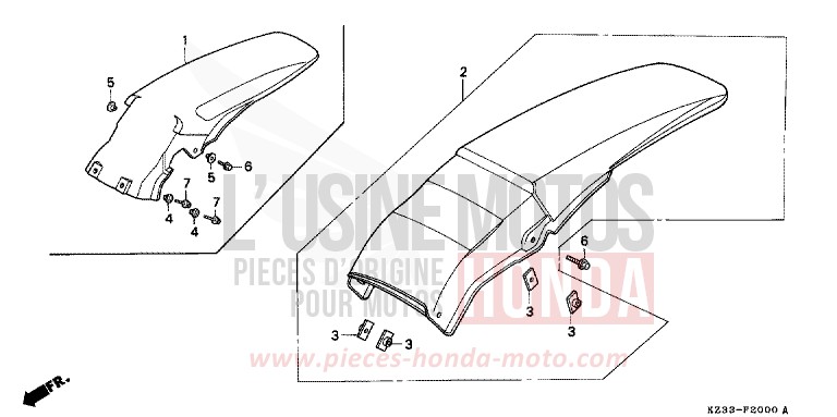 KOTFLUEGEL, HINTEN de CR250R SHASTA WHITE (NH138) 1991
