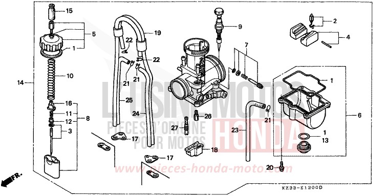VERGASER de CR250R SHASTA WHITE (NH138) 1992