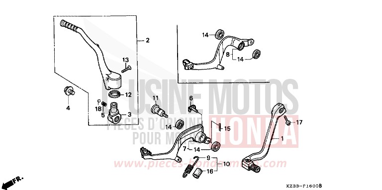 PEDAL/KICKSTARTER-ARM de CR250R SHASTA WHITE (NH138) 1992