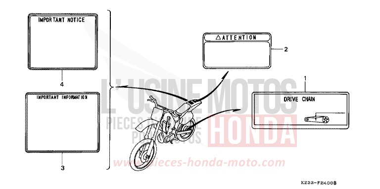 WARNETIKETT de CR250R SHASTA WHITE (NH138) 1992