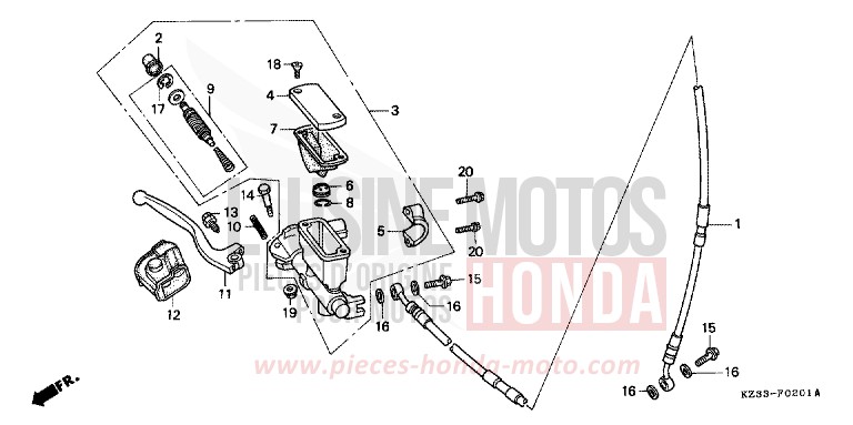 VORDERRADBREMSE de CR250R SHASTA WHITE (NH138) 1993
