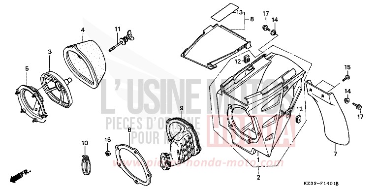 LUFTFILTER de CR250R SHASTA WHITE (NH138) 1993
