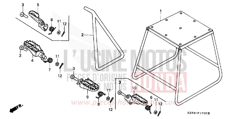 STAENDER/STUFE de CR250R SHASTA WHITE (NH138) 1994