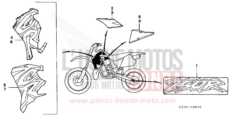 STREIFEN/MARKE de CR250R NEUCLEAR RED (R177) 1995