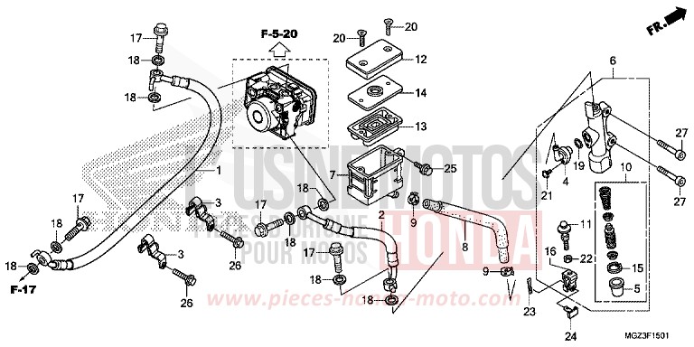REAR BRAKE MASTER CYLINDER (ABS) de CBR500R PEARL HIMALAYAS WHITE (NHA87) 2013