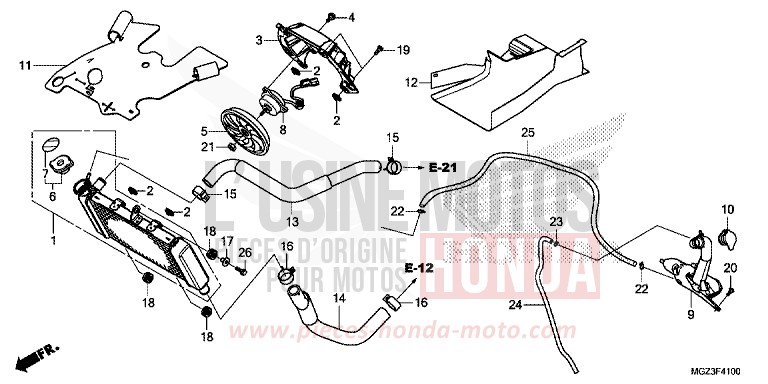 RADIATEUR de CBR500R PEARL HIMALAYAS WHITE (NHA87) 2013