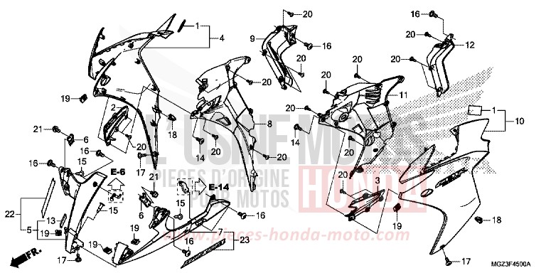CARENAGE MILIEU de CBR500R GRAPHITE BLACK (NHB01) 2013
