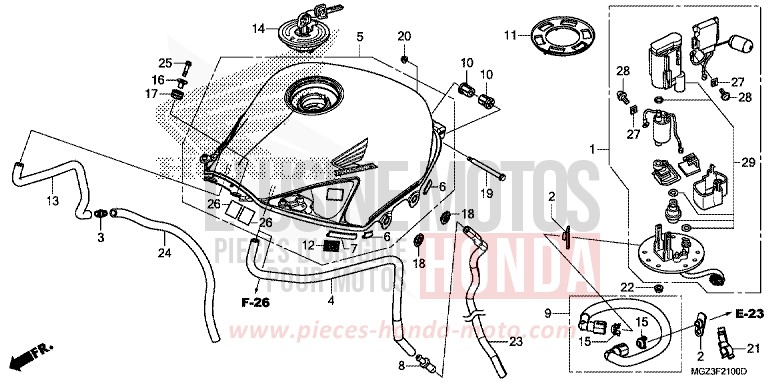 RESERVOIR A CARBURANT/POMPE A CARBURANT de CBR500R MILLENNIUM RED (R263) 2013
