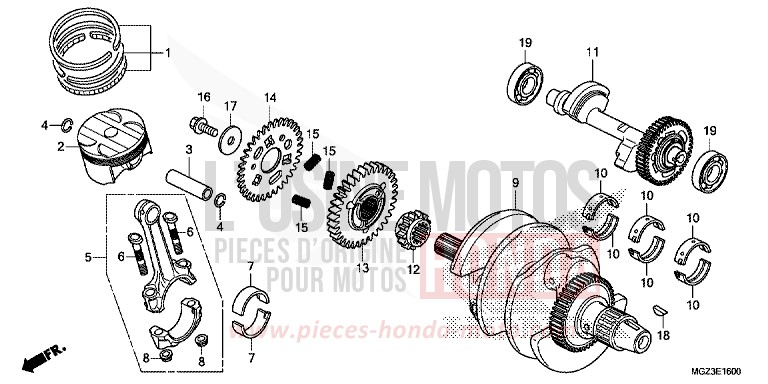 ARBRE VILEBREQUIN/PISTON de CBR500R SEAL SILVER METALLIC (NHA14) 2013
