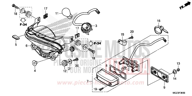 FEU ARRIERE de CBR500R SEAL SILVER METALLIC (NHA14) 2013