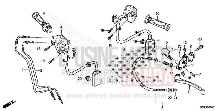 LEVIER DE GUIDON/COMMUTATEUR/CABLE de CBR500R GRAPHITE BLACK (NHB01) 2013