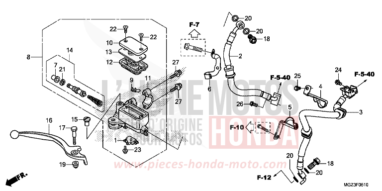 MAITRE-CYLINDRE DE FREIN AVANT CYLINDRE (ABS) de CBR500R GRAPHITE BLACK (NHB01) 2013