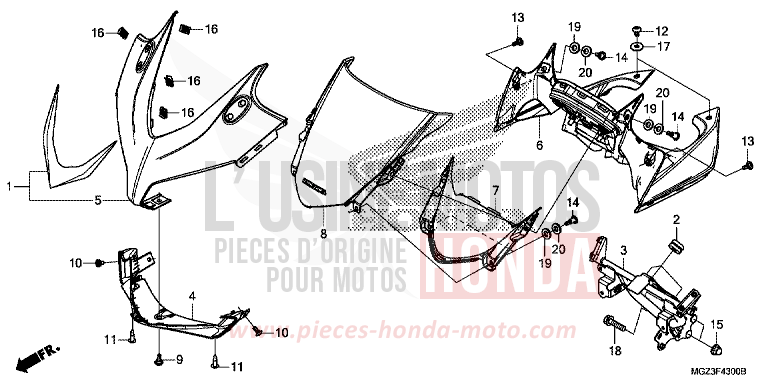 PANNEAU SUPERIEUR de CBR500R GRAPHITE BLACK (NHB01) 2013