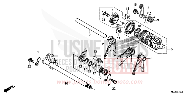 BARILLET DE SELECTION de CBR500R SEAL SILVER METALLIC (NHA14) 2013
